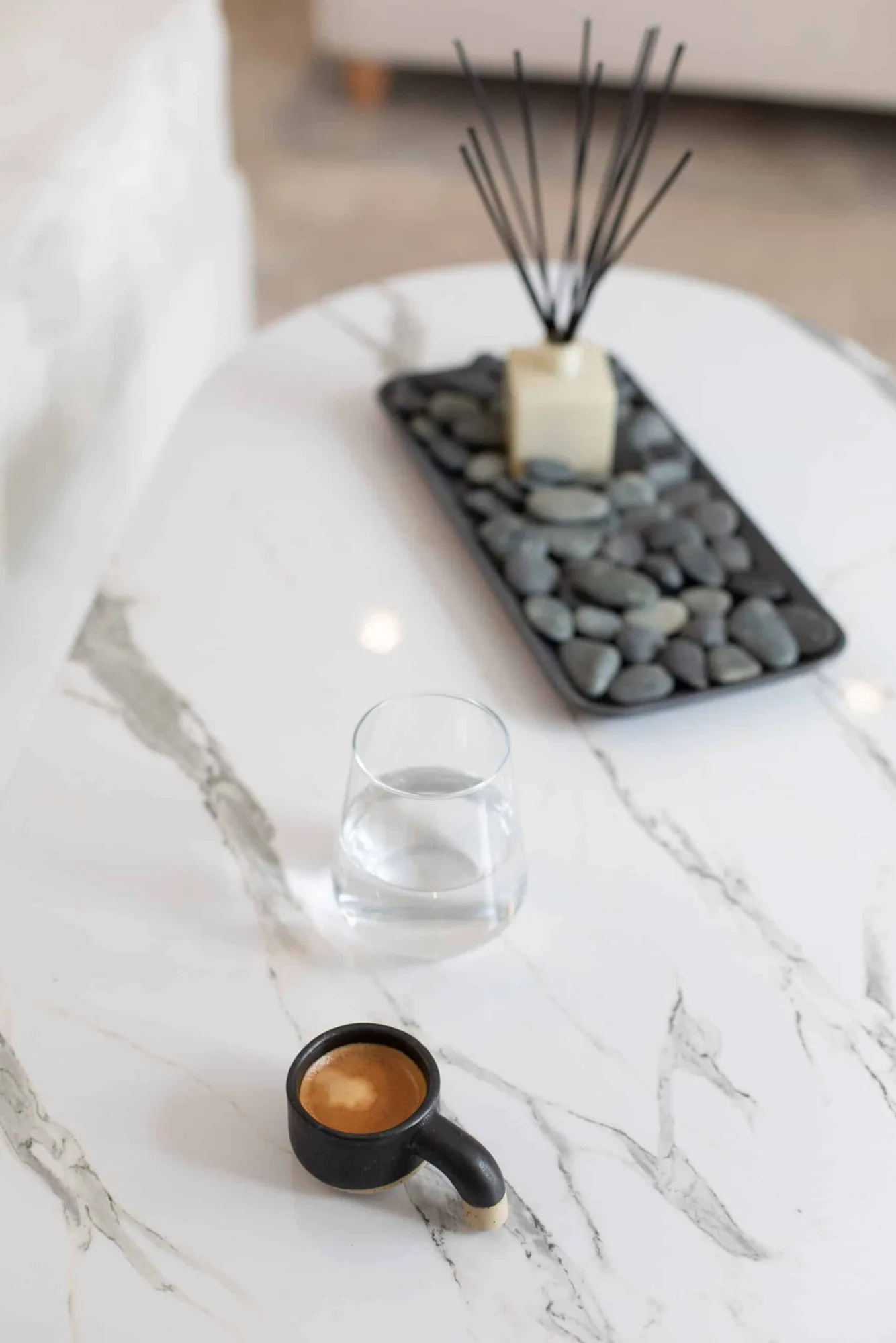 Marble table with espresso cup